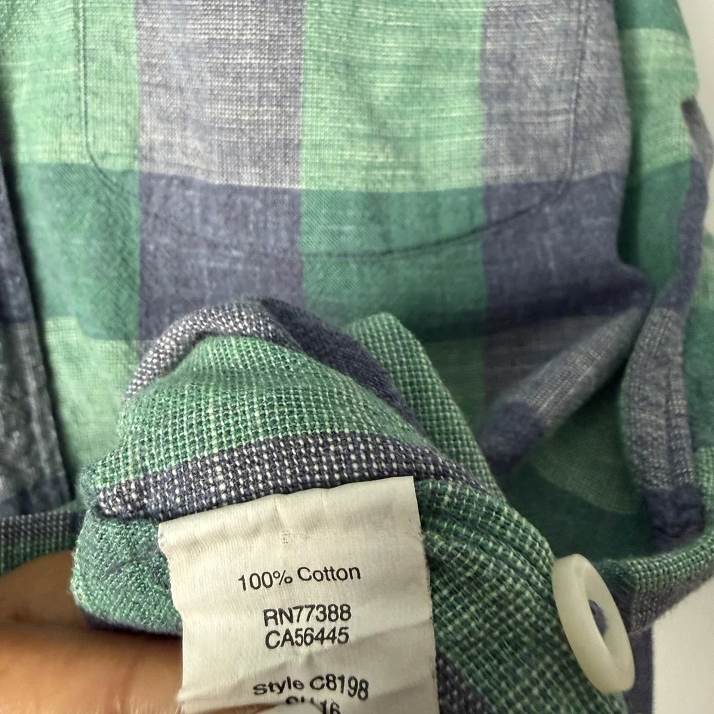 J.Crew M Green Plaid‎ Slim Homespun Cotton Button Shirt Preppy Classic Outdoors